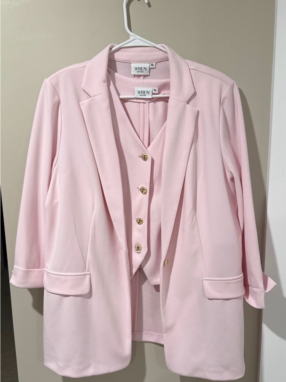 Wren Pink Tailored Blazer with Gold Buttons